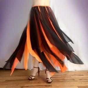 Orange-black petal skirt. Ameynra belly dance style. Halloween colors ;) Size S